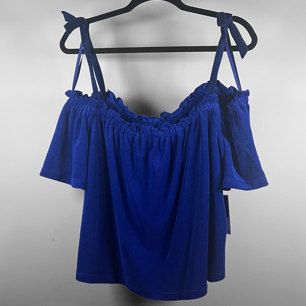 Juicy Couture Blue Off-Shoulder Women Top
